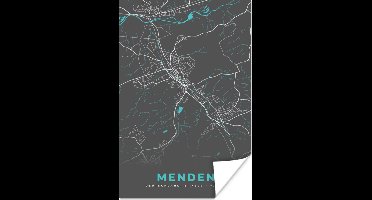 Poster Duitsland – Blauw – Menden – Stadskaart – Kaart – Plattegrond - 20x30 cm