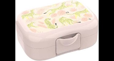 Lunch Buddies koekendoosje rechthoekig Leopard 12x11x4 cm lichtroze. roze