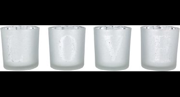 cosy&trendy theelichthouder Love , set van 4 stuks . 7x8cm