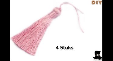 Bob Online ™ - 4 Stuks – Roze - Tassels (Kwastjes) 8cm x 1.2cm – Handgemaakte Zachte Ambachtelijke Kwastjes / Tassels Chinese Stijl – Decoratieve DIY Tassels – Sieraden Maken enz. – Pink DIY Tassels – Tassel – Roze Kwasten – Hobby Kwastjes