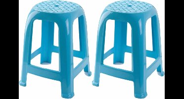 Plasticforte Krukje - 2x stuks - Lichtblauw - kunststof - 46,5 cm - keuken/badkamer opstapje