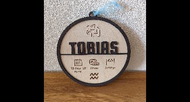 Hout-Kado - Kraamcadeau - Houten Geboortebord - Personaliseerd - Babynaam - Geboortekaartje