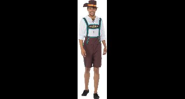 Karnival Costumes Lederhosen set Heren lederhosen set: Der Manfred (Lederhosen, shirt en hoedje) Bruin - XL