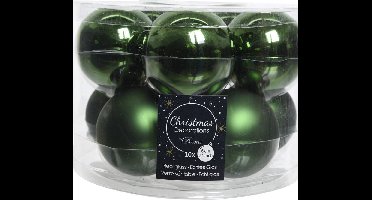 Decoris Kerstballen set - 10x stuks - donkergroen - glas - 6 cm - glans en mat - kerstversiering