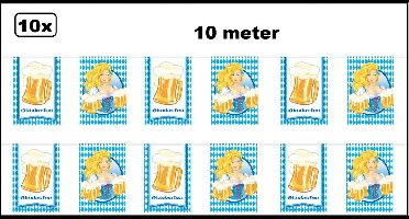10x Vlaggenlijn Oktoberfest beer 10 meter - Vlaglijn Apres ski festival thema feest Oktoberfeest party