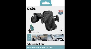 SBS Telescopic Zuignap Telefoonhouder Auto met Klem - Zwart