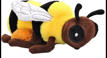 Pluche knuffel dieren Eco honingbij - zwart/geel - 30 cm - Insecten