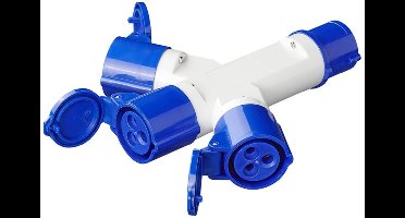 ProPlus 3-weg splitter - 16A - IP44 - 230V - slagvast kunststof - blauw/wit