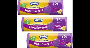 Swirl Geparfumeerde pedaalemmerzakken trekband 35ltr - Multipack 3 rollen van 9 vuilniszakken = 27 vuilniszakken
