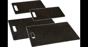 Set van 4x stuks zwart snijplanken 25/36 cm van kunststof - Broodplanken - Snijplankjes