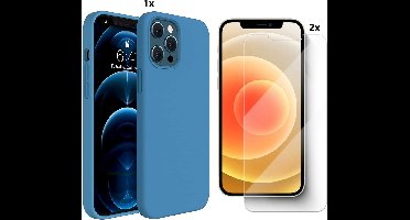 Hoesje Geschikt voor iPhone 11 Pro Max Hoesje Soft Nano Silicone Backcover Gel Hemels Blauw Met 2x Glazen screenprotector