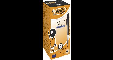 BIC balpen M10 - Clic schrijfbreedte 1.0 mm - Medium punt - Zwart - 50 stuks