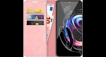 Just in Case hoesje geschikt voor Motorola Edge 20 Pro - Hoesje met Pasjeshouder - Luxe Book Case - Roze