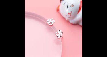 Gading® dames meisje Oorknopjes met zilveren kattenpoot- 7mm* 5mm Oorknoppen- zilver 925