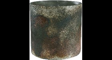 PTMD Honey windlicht / theelichthouder - H10 x Ø10 cm. - Glas - Bruin gemeleerd