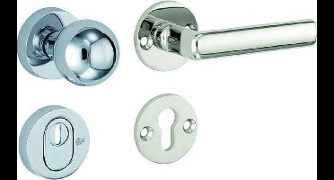 Veiligheidsgarnituur - Nikkel - Mi Satori - Mi Satori knop/kruk op - SKG Padania glans nikkel / glans chroom rechts