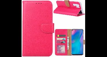 Ntech Hoesje Geschikt voor Huawei P30 Pro portemonnee hoesje / met opbergvakjes Pink