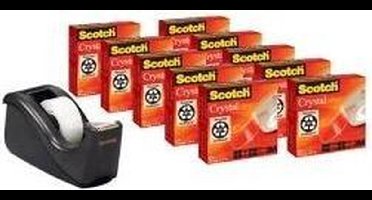Plakband Scotch Crystal 600 19mmx33m transparant + gratis C60 houder