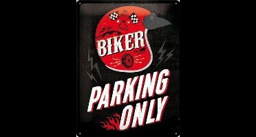 Biker Parking Only  Metalen wandbord in reliëf 30x40 cm