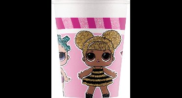 Vegaoo - 8 roze kartonnen Lol Surprise bekers