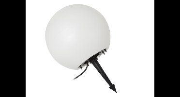 Perel Lichtbol voor tuin, kogellamp met grondpen, gebruik binnen en buiten, Ø 38 cm, 3 m voedingskabel, fitting E27, IP65, wit