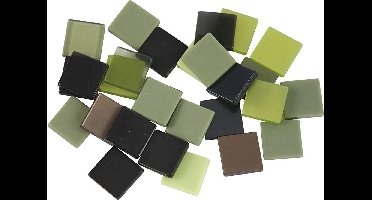 Kunststof Mini Mozaiek Vierkant groen 10x10mm