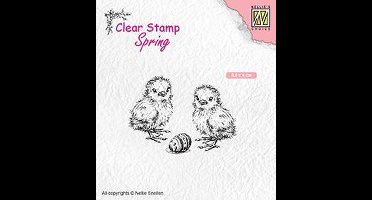 SPCS008 Nellie Snellen Clear Stamp Spring - kuiken "Chicken and Easter egg" - stempel kuikens met paasei eieren