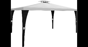 Deuba Paviljoen Polyrattan – 3x4 Meter/Weerbestendig – Zwart/Crème