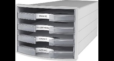 HAN ladekast - IMPULS - 280 x 367 x 235mm - grijs/transparant - 4 lades - HA-1013-63