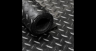 Rubbermat op rol - Diamant motief Zwart - 3mm breedte 200 cm - Rubber loper - Per strekkende meter