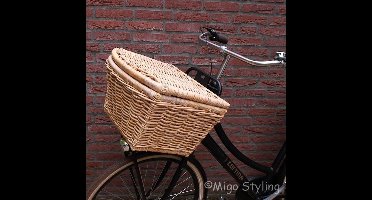 Fietsmand - met deksel - rotan - riet - naturel