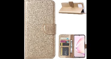 Hoesje Geschikt Voor Samsung Galaxy Note 10 Lite Hoesje met Pasjeshouder - Goud