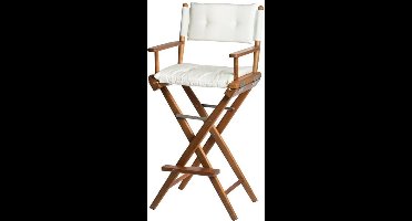 Stuurstoel Hoog Teak DeLuxe met Witte kussenset