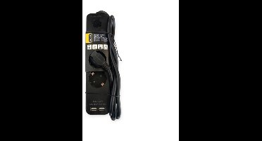 Q-link Stekkerdoos - 3 voudig - Met 2 USB laders 2.1A - 1.5 m kabel - Randaarde - Max 3680 W - zwart