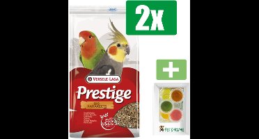 Versele-Laga Prestige Vogelvoer - Premium Grote Parkiet - 4 KG - 2 Zakken - Inclusief 6 stuks PetsHome Fruitkuipjes