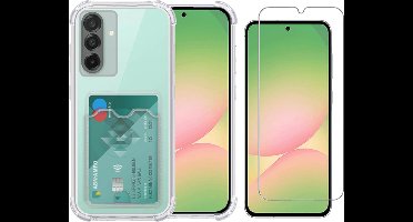 Transparant hoesje met Pasjeshouder geschikt voor Samsung Galaxy A26 - Shock Proof Case Met gehard glas Screenprotector