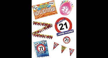 21 jaar verjaardag versiering pakket – vlag - gevelvlag – ballon – paperdreams