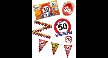 50 jaar verjaardag versiering pakket – vlag - gevelvlag – ballon – paperdreams