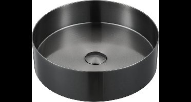 Profielenloods - Opbouw waskom Gun metal RVS Ø40cm diameter - met afvoerplug