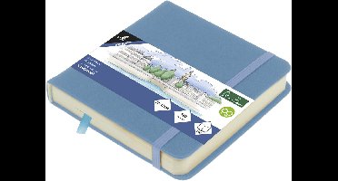 Kangaro schetsboek - 12x12cm - sky blue - met elastiek en lint - K-861255