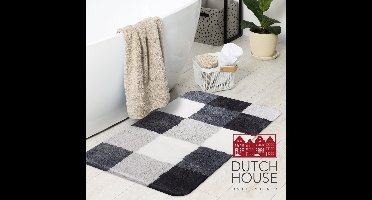 Dutch House Badmat Brest - Badmat 60X90cm - Grijs - Antislip - Badmatten - Anti Slip Douchemat - Badkamer Mat - Snel Absorberend - Snel Drogende Badmat