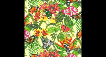Inpakpapier Tropical | Vlinders en Bladeren | 200m x 30-100 cm |variant: 50 cm / 200 mtr.