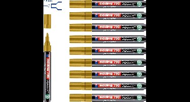 edding 790 lakmarker goud 10 stuks - ronde punt 2-3 mm - verfstift voor veel verschillende ondergronden - goed zichtbaar op transparante en donkere ondergronden
