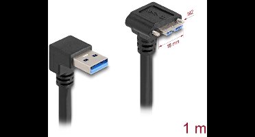 Delock USB 5 Gbps Cable USB Type-A male 90° downwards angled to USB Micro-B male with screw distance 18 mm 90° downwards angled 1 m black
