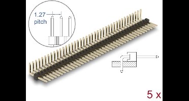 Delock Pin header 40 pin, pitch 1.27 mm, 1-row, angled, 5 pieces
