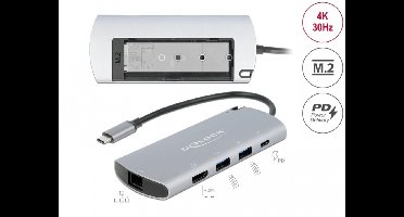 USB Type -C Docking Station met M.2 Slot - 4K HDMI / USB / LAN / PD 3.0
