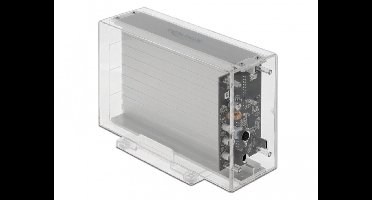 Externe dubbele behuizing voor 2 x 3,5 ″ SATA HDD met USB Type -C vrouwelijk transparant - gereedschap gratis