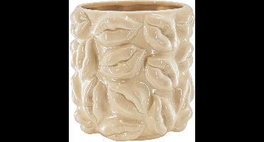 Housevitamin Pot - Planten Pot Lippen- Keramiek - 17,5x17,5x17,5cm Zand.