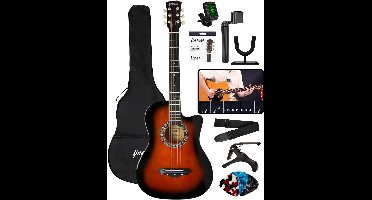 Finesse Akoestische Gitaar - met Videocursus - Western Gitaar - Gitaar Kind & Volwassenen - Sunburst