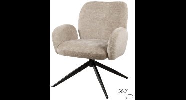 Draaifauteuil Bobby 360° Perfect Harmony Liver - 80x68x75 cm - Luxe Comfortabele Fauteuil - Moderne Designstoel - Zachte Stoffen Bekleding - Zwarte Metalen Poot - Draaistoel voor Woonkamer Lounge of Kantoor